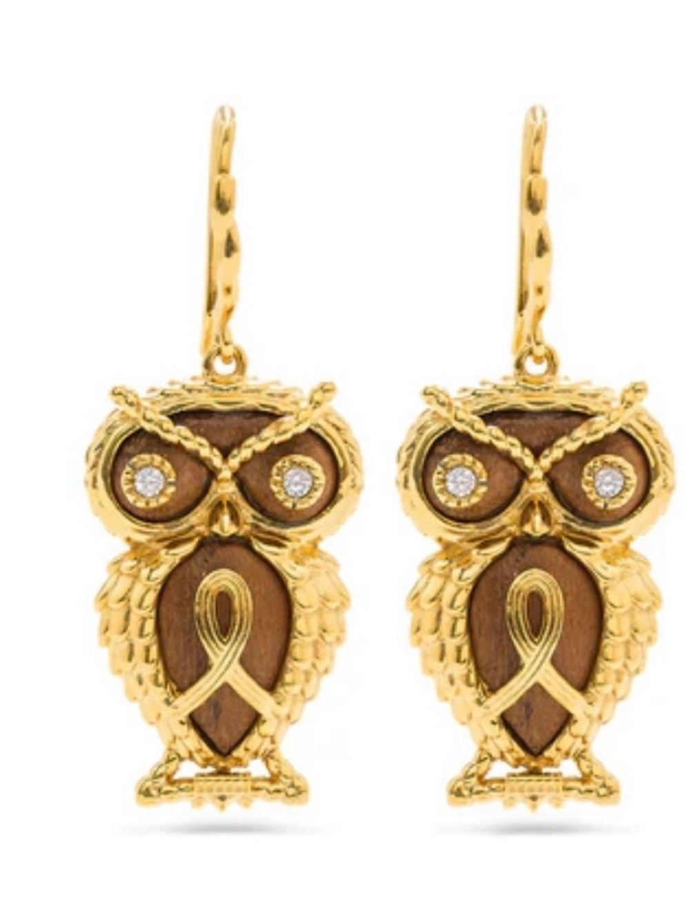 Capucine de Wulf Gold & Wood Owl Drop Earrings - Women's Jewelry
